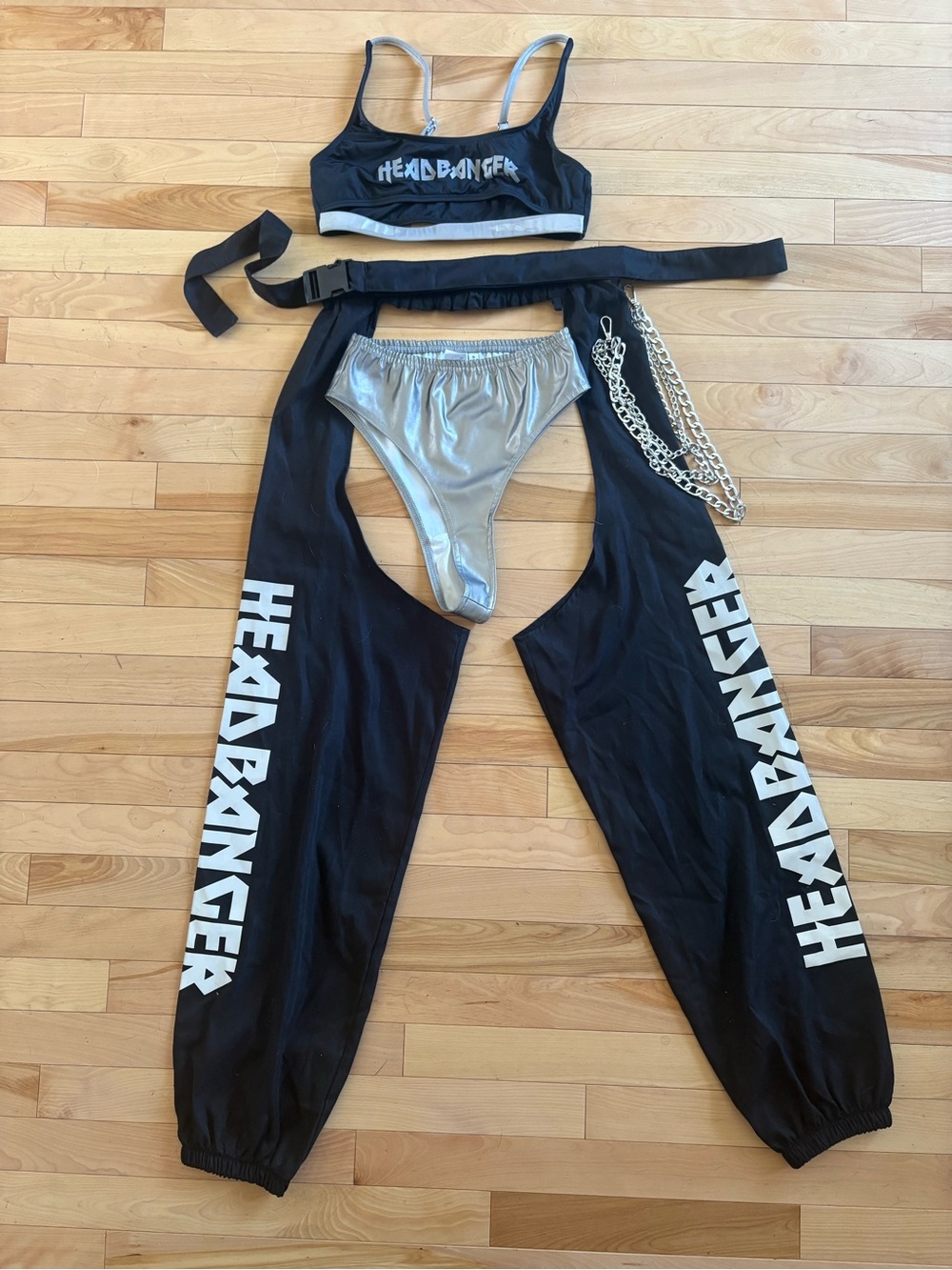 HEADBANGER Men's Black Boxer Brief with Silver Accent